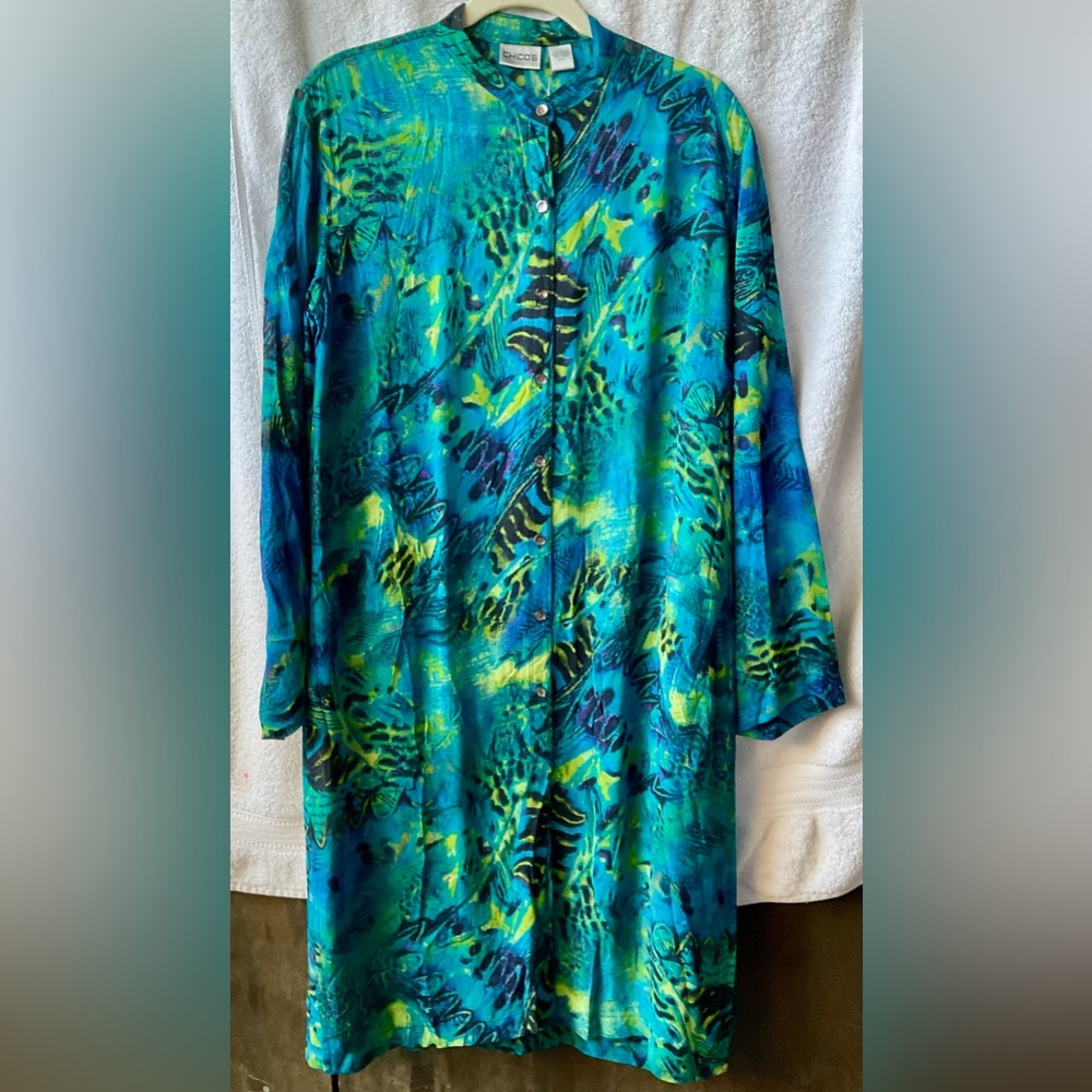 Chico's Tropical Blue and Green Swim Coverup